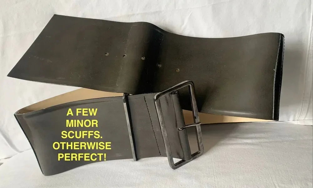MAX MARA VINTAGE ITALY GRAY Leather WIDE Belt sz M